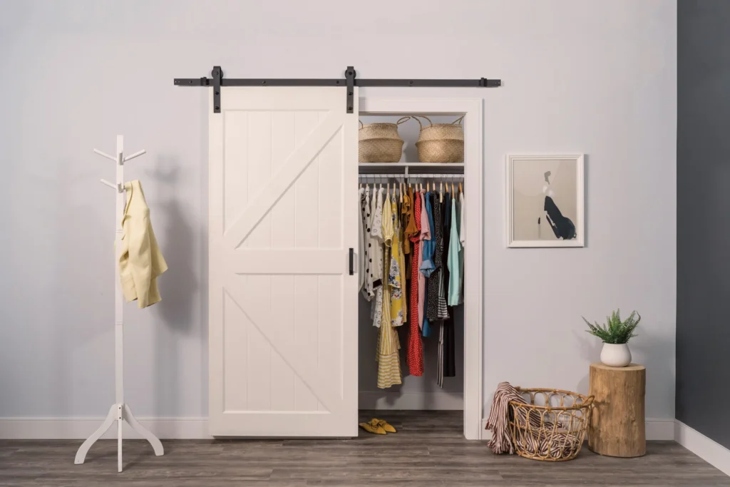 A white barn door