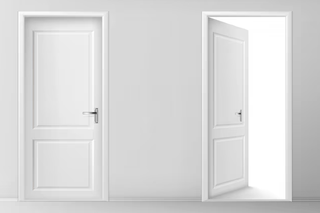 Two white molded doors