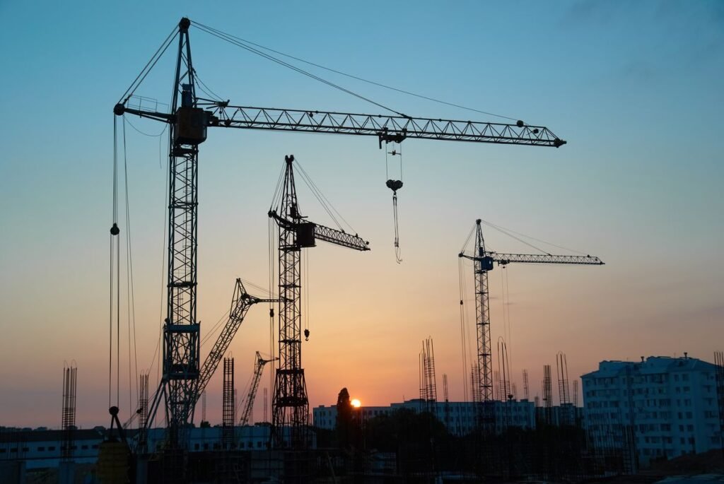 Tower crane at sunset