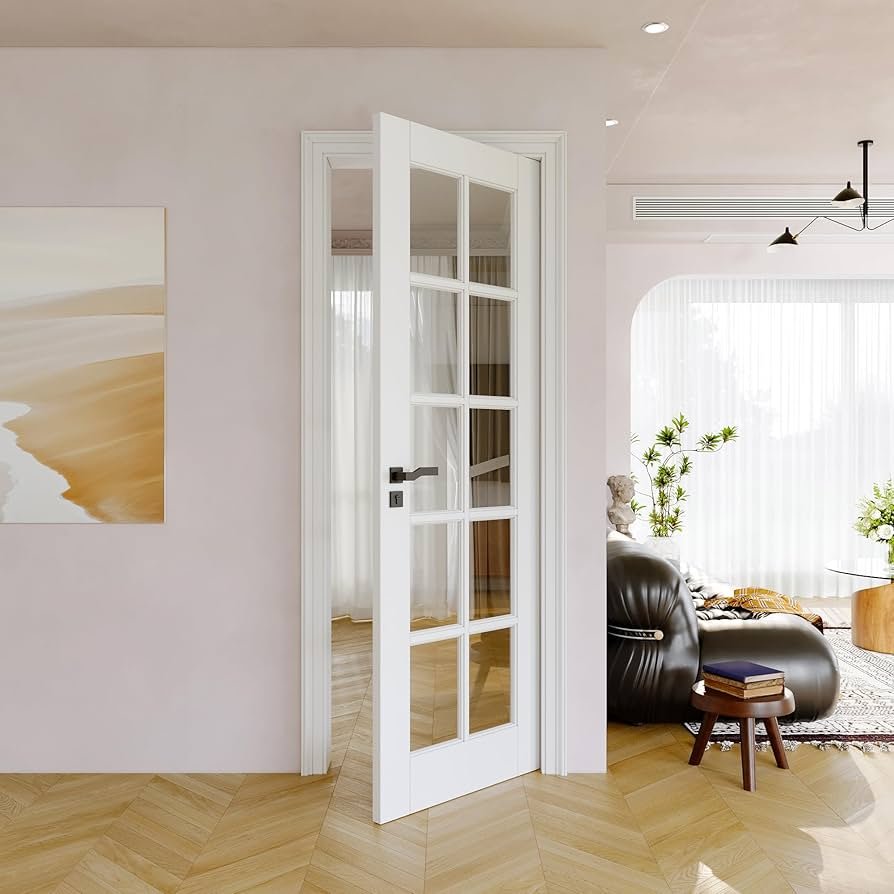 White glass door
