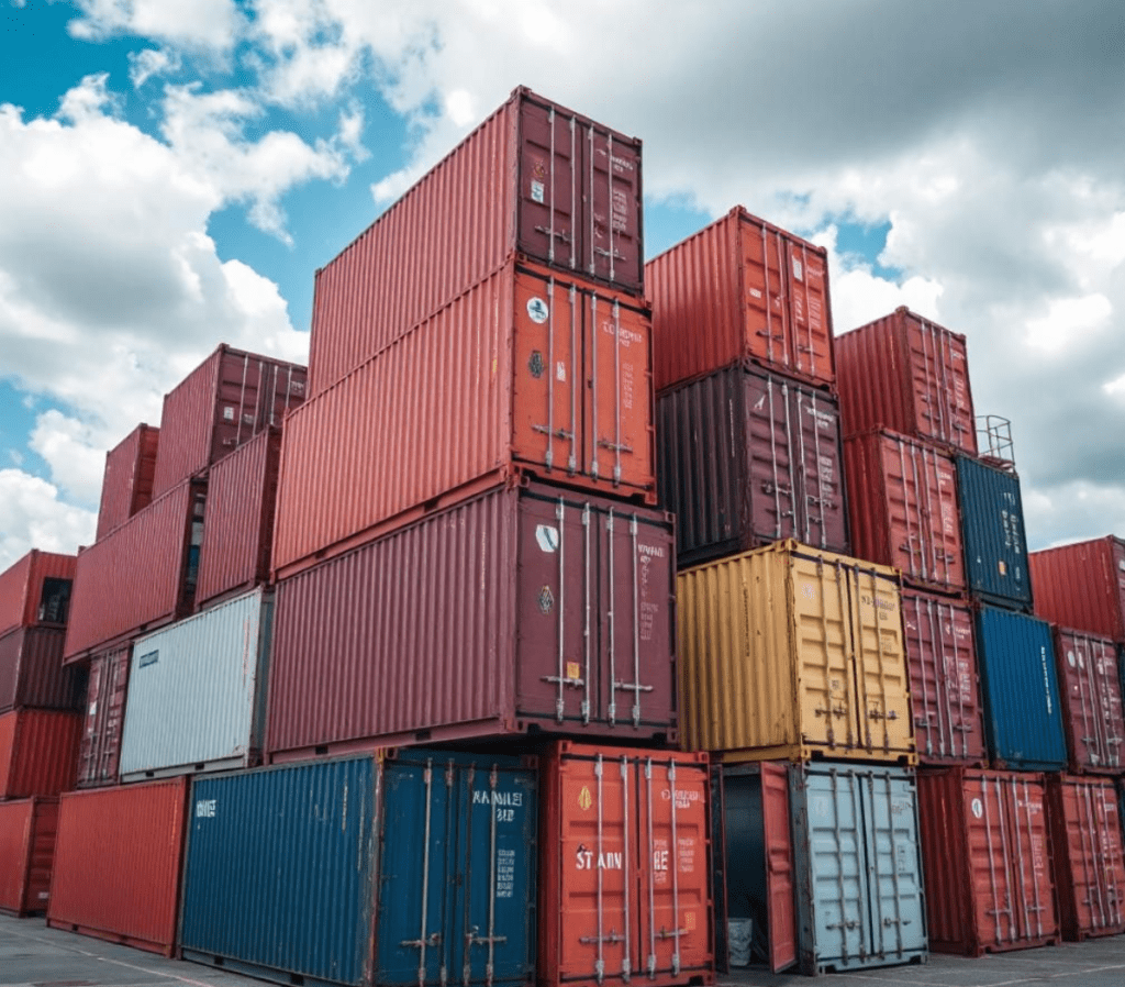 row of containers