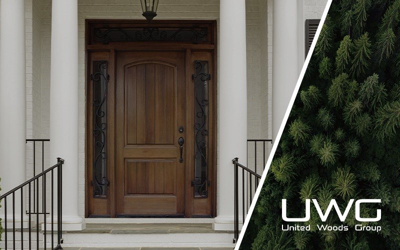 A walnut colored front door