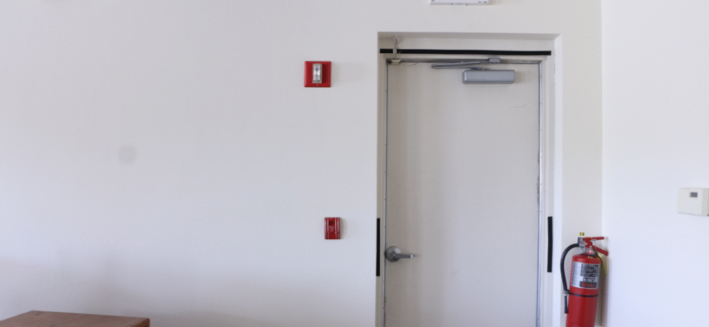 Fire doors for fire escape routes