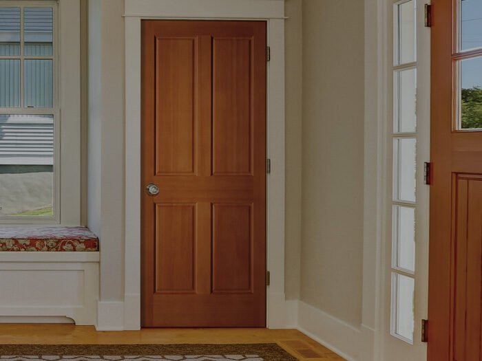 A yellow fire-rated door