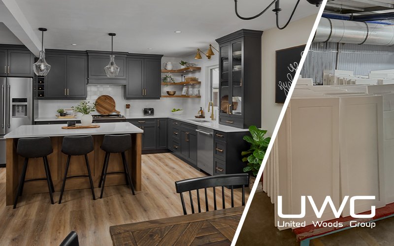 dark cabinet with white