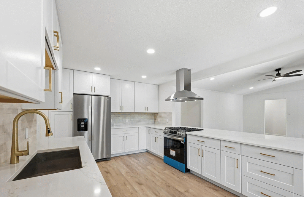 Shaker-style custom kitchen with built-in appliances