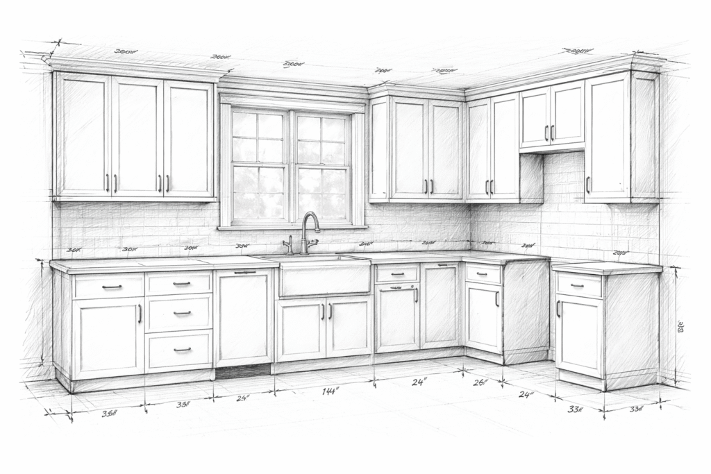 Sketch-style cabinets