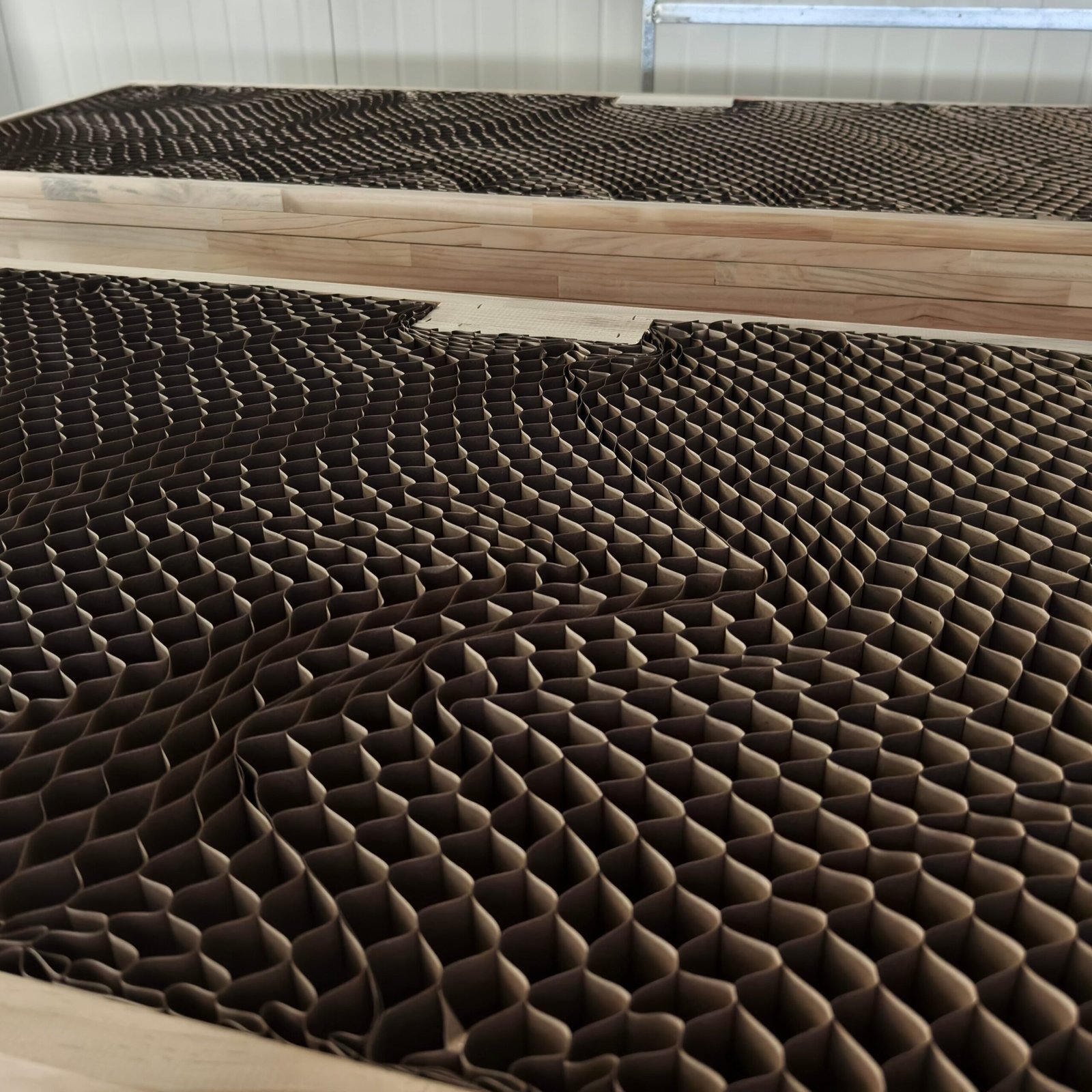 Interior of Door Filled with Honeycomb Paper