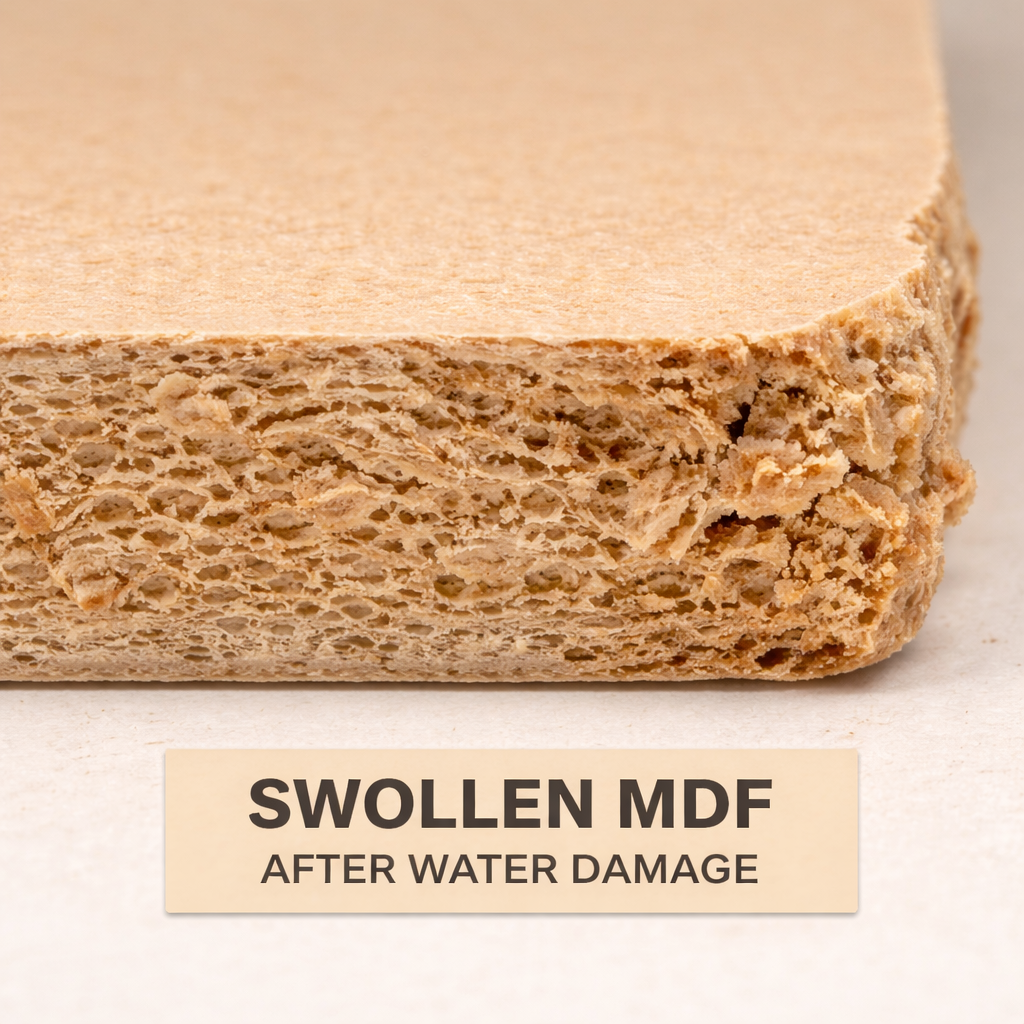 Swollen MDF after water damage