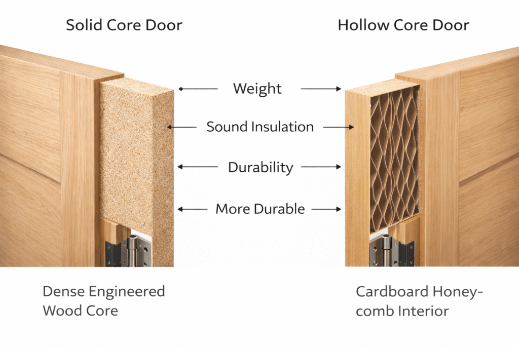 Solid core door vs hollow core door comparison for construction projects