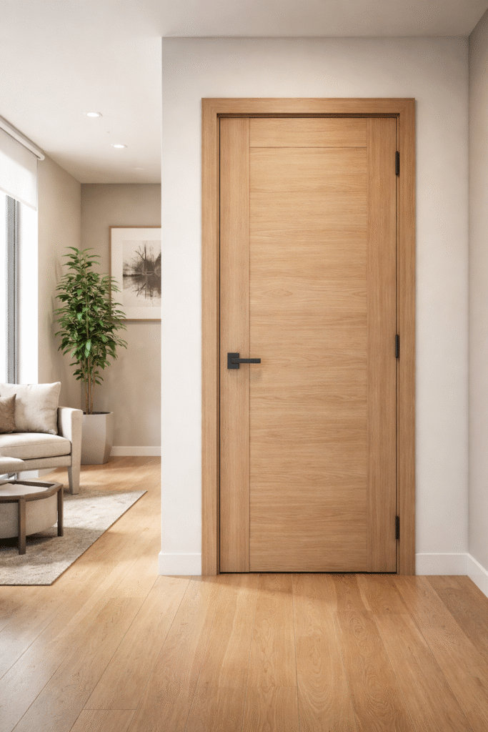 Solid core interior door used in residential and commercial building projects