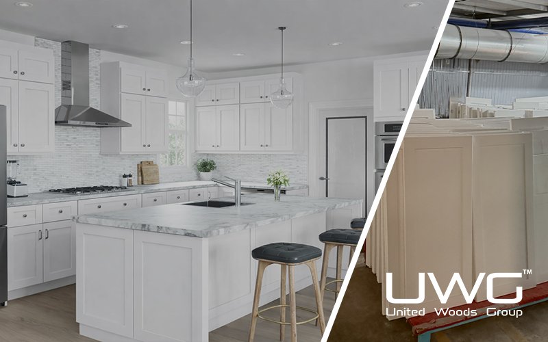 Modern white kitchen with shaker cabinets
